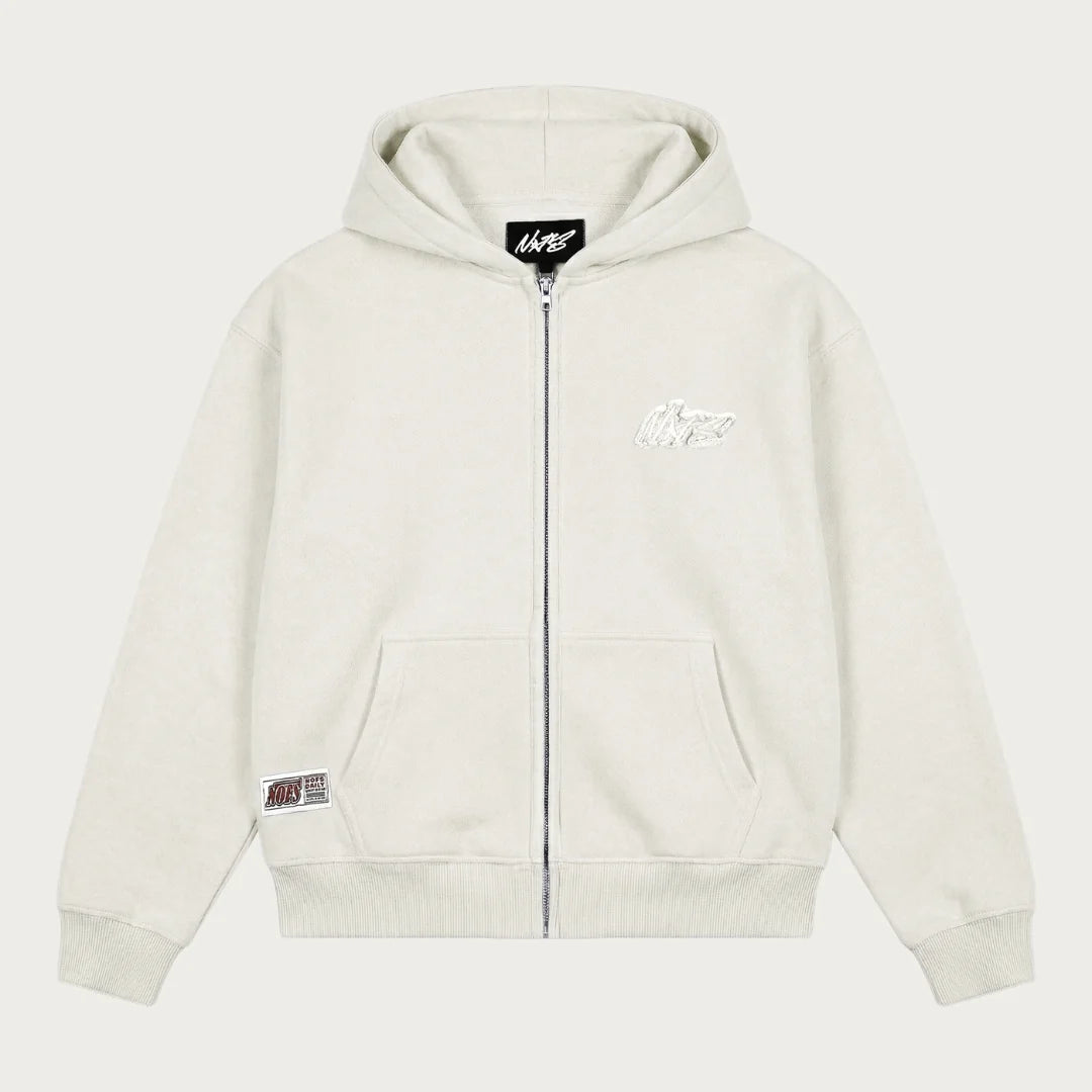 CREAM BASIC ZIP HOODIE
