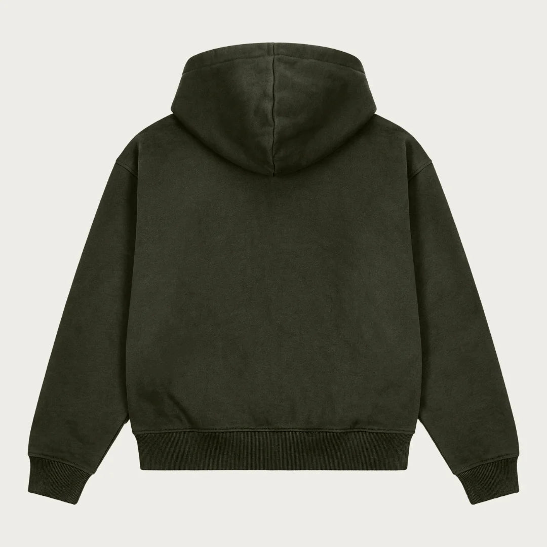 DARK OLIVE BASIC ZIP HOODIE