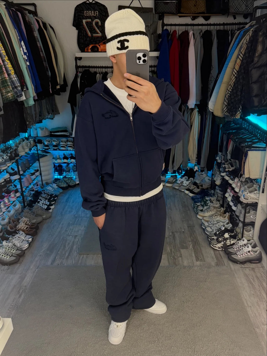 NAVY BASIC OPEN LEG JOGGER