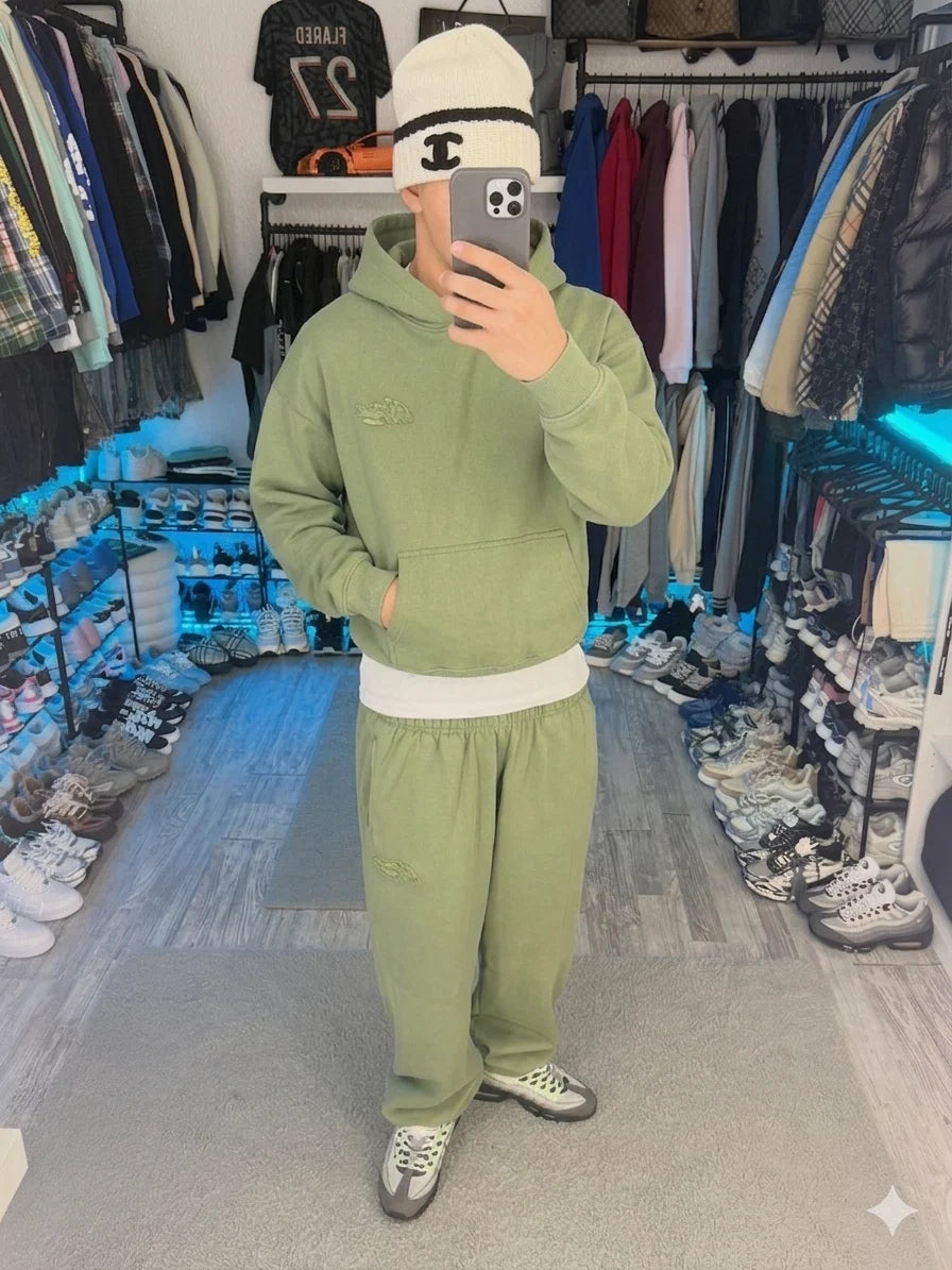 OLIVE BASIC HOODIE