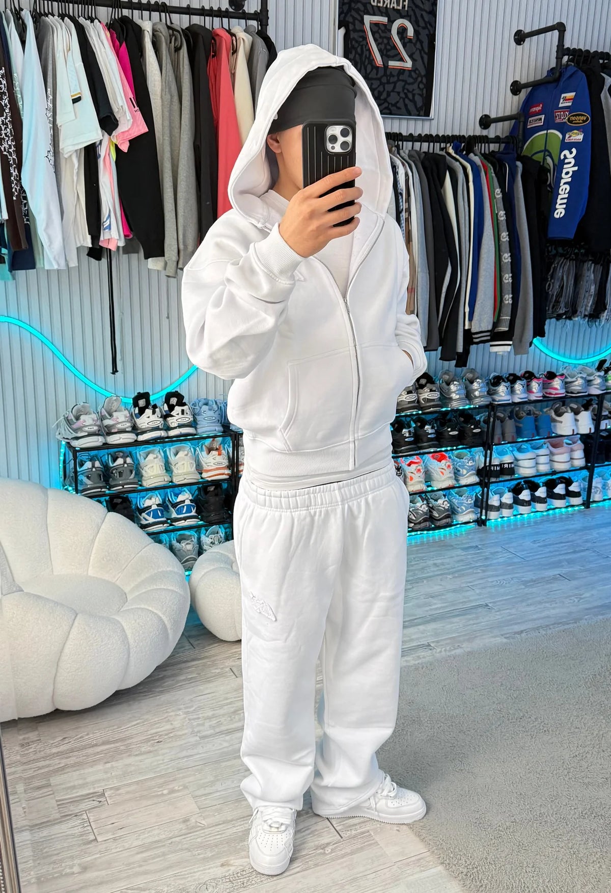WHITE BASIC OPEN LEG JOGGER