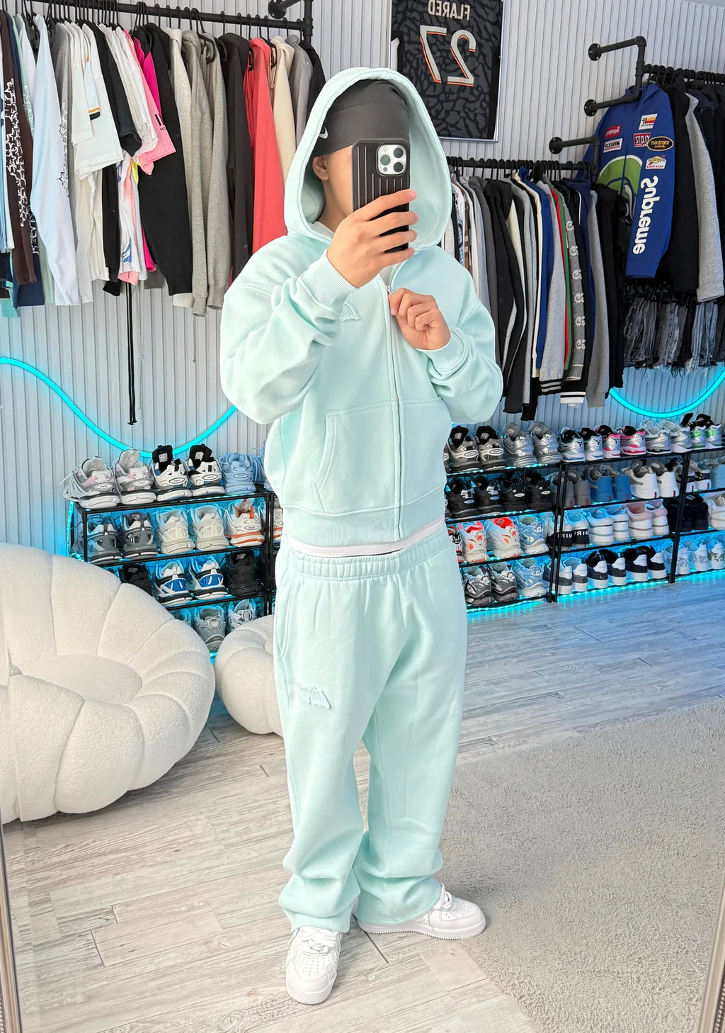 TURQUOISE BASIC OPEN LEG JOGGER