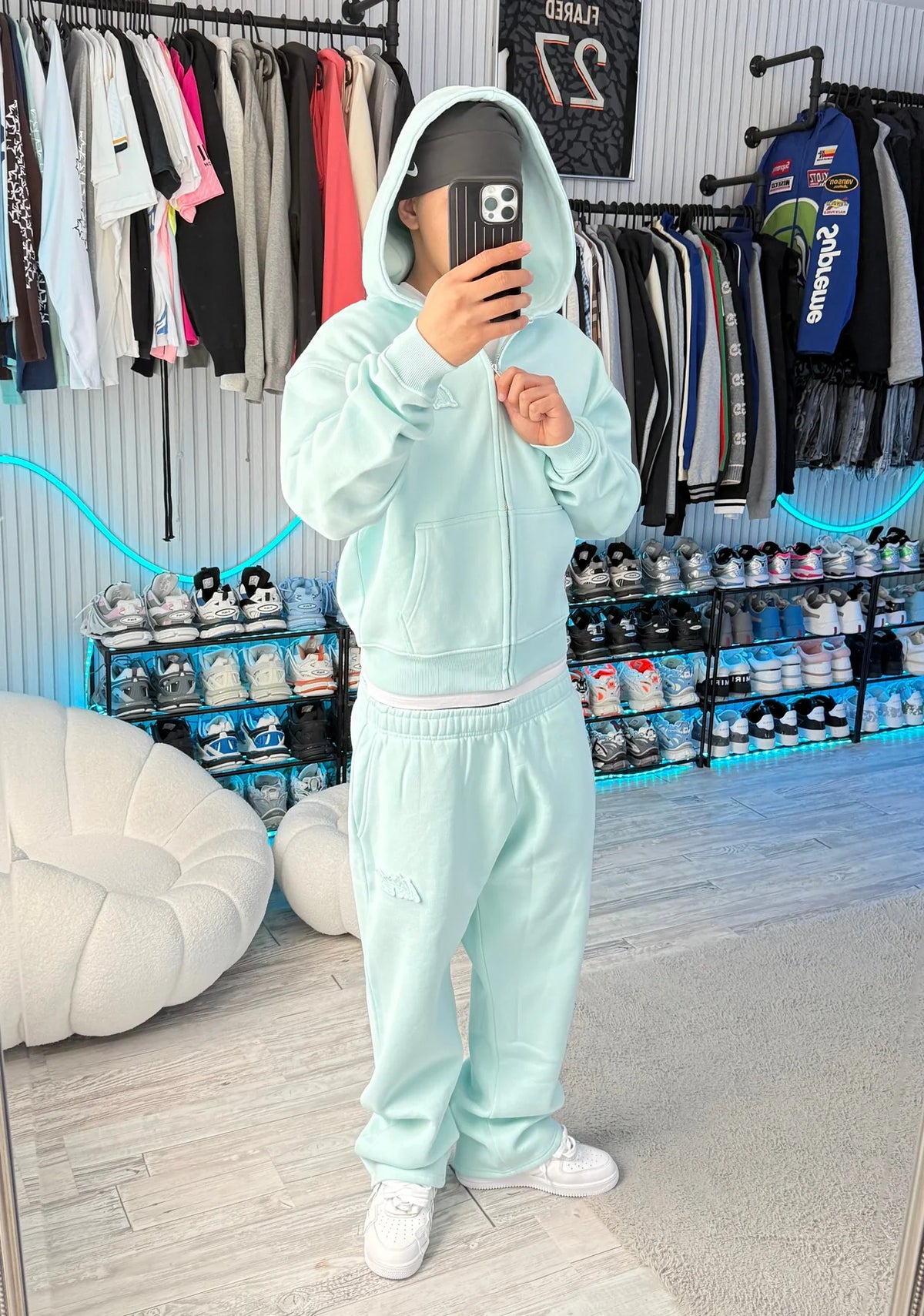 TURQUOISE BASIC OPEN LEG JOGGER