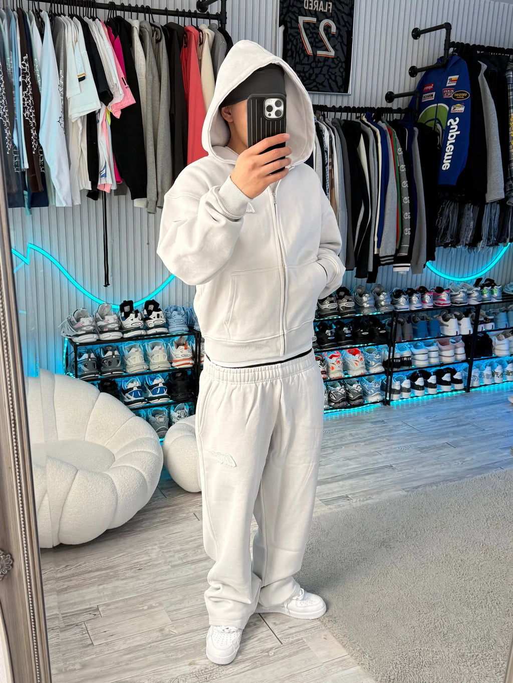 LIGHT GREY BASIC OPEN LEG JOGGER