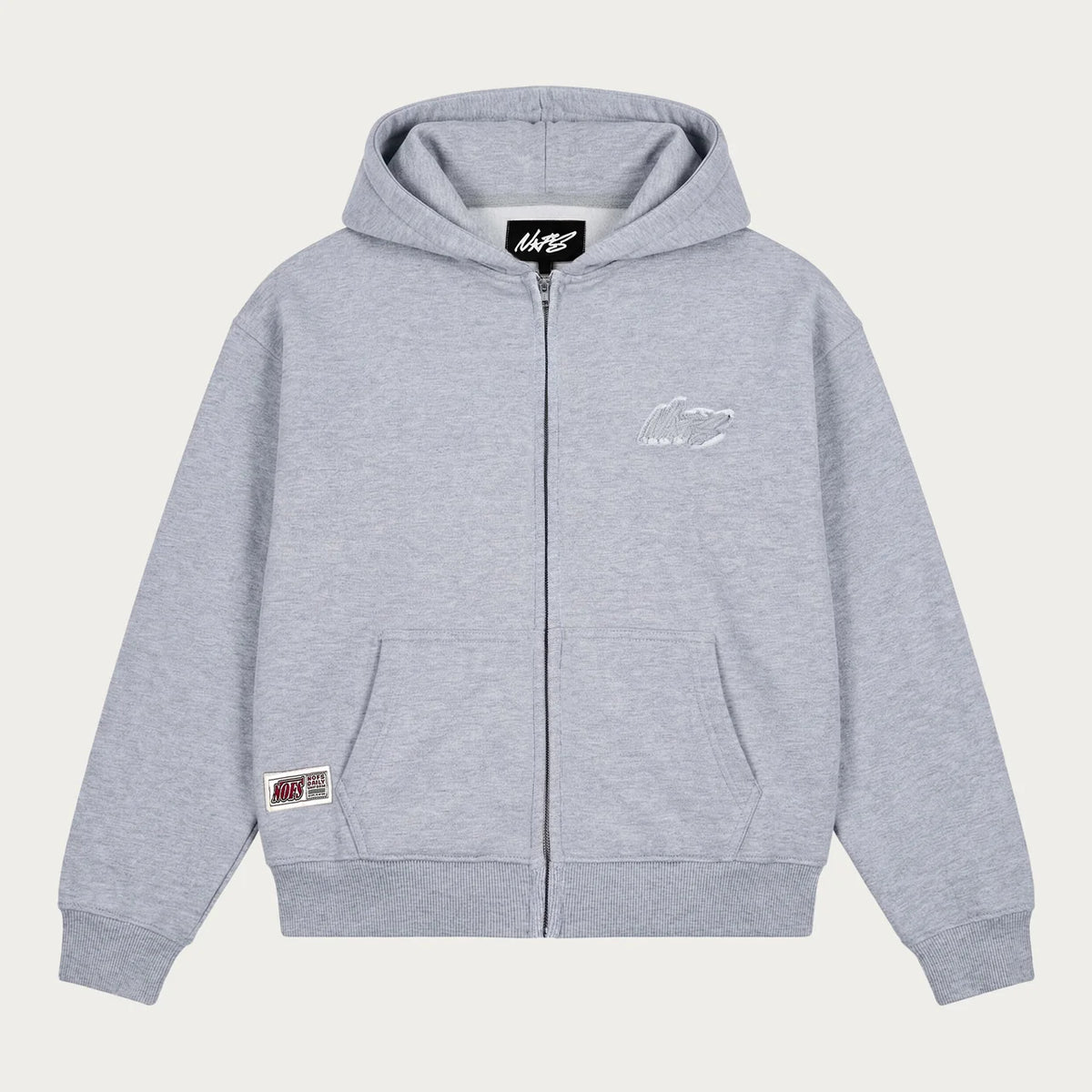 GREY BASIC ZIP HOODIE
