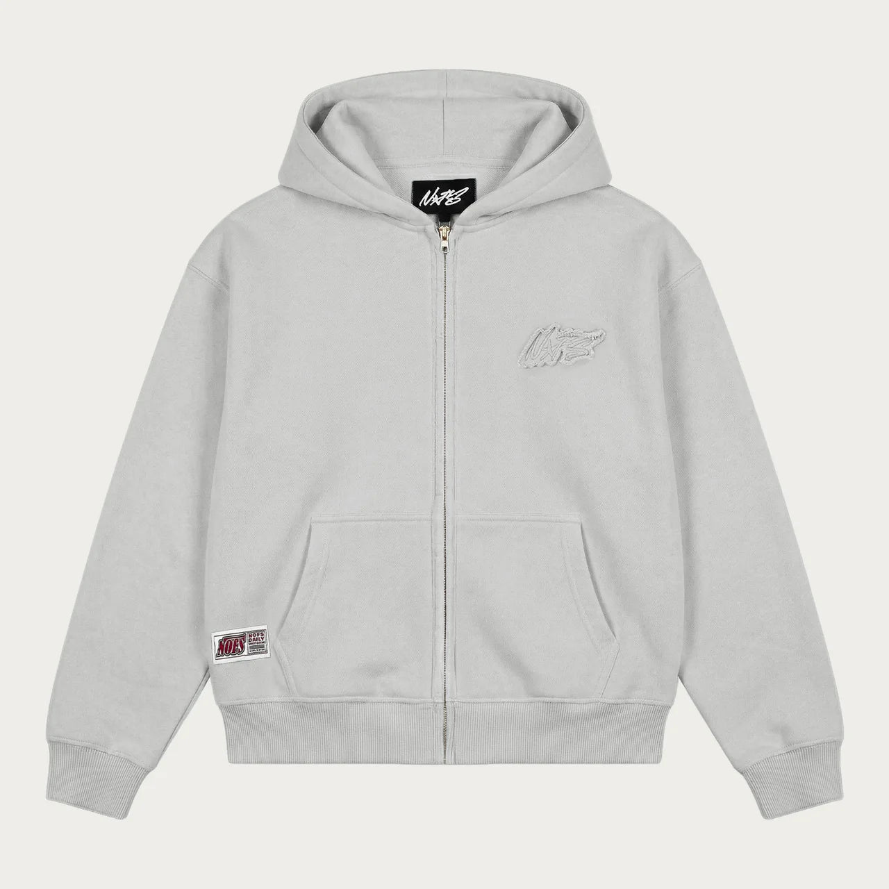 LIGHT GREY BASIC ZIP HOODIE