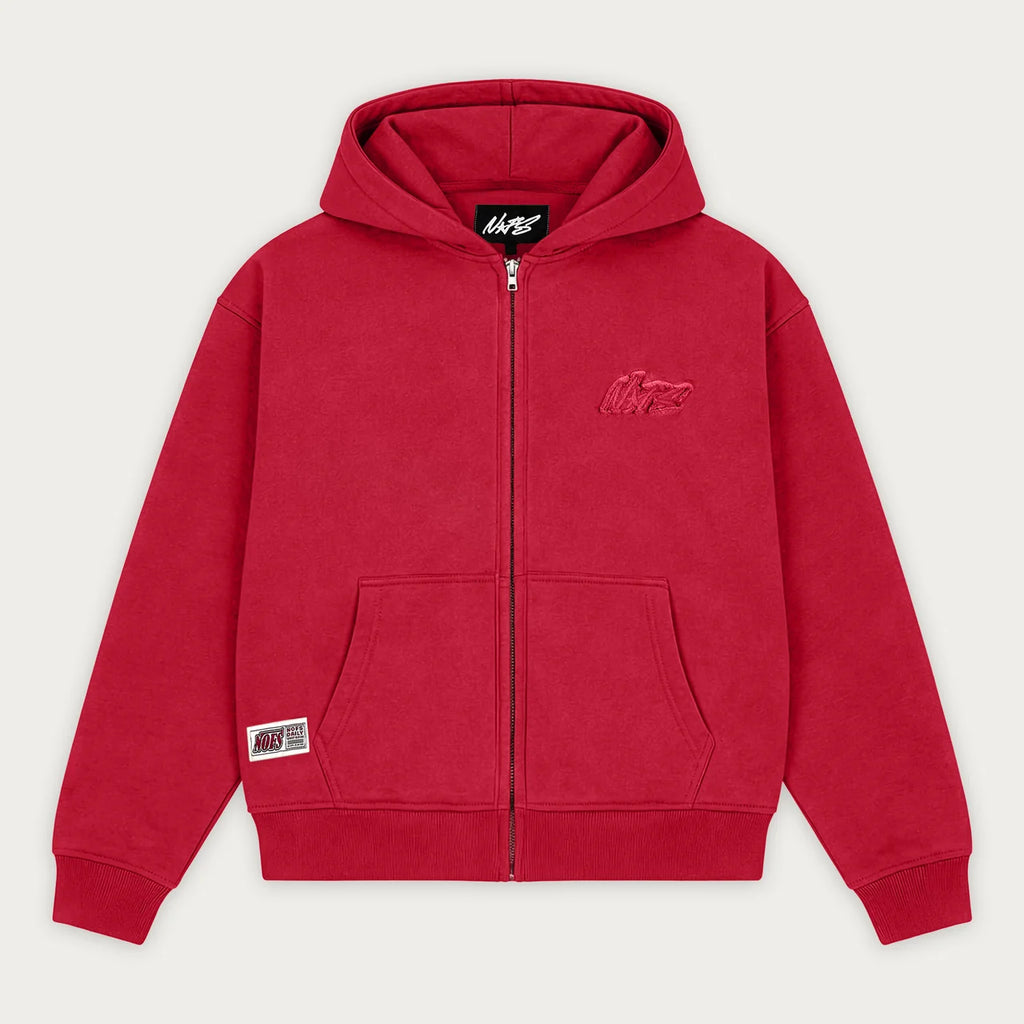 RED BASIC ZIP HOODIE